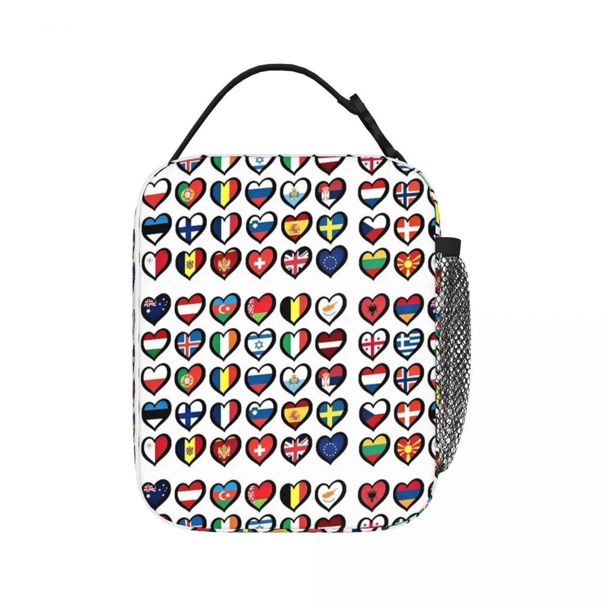 

Eurovision Song Contest Flags Hearts Backpack57 Insulated Lunch Bags Thermal Bag Cooler Thermal Lunch Box for Woman Kids Office