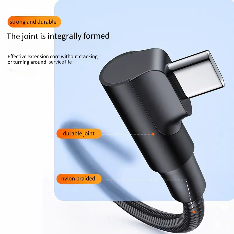 90 Degree Dual USB C Fast Charge Elbow Cable For iPhone 15 16 17 Pro Max Samsung Xiaomi Redmi POCO Type C Quick Charging Cables 2