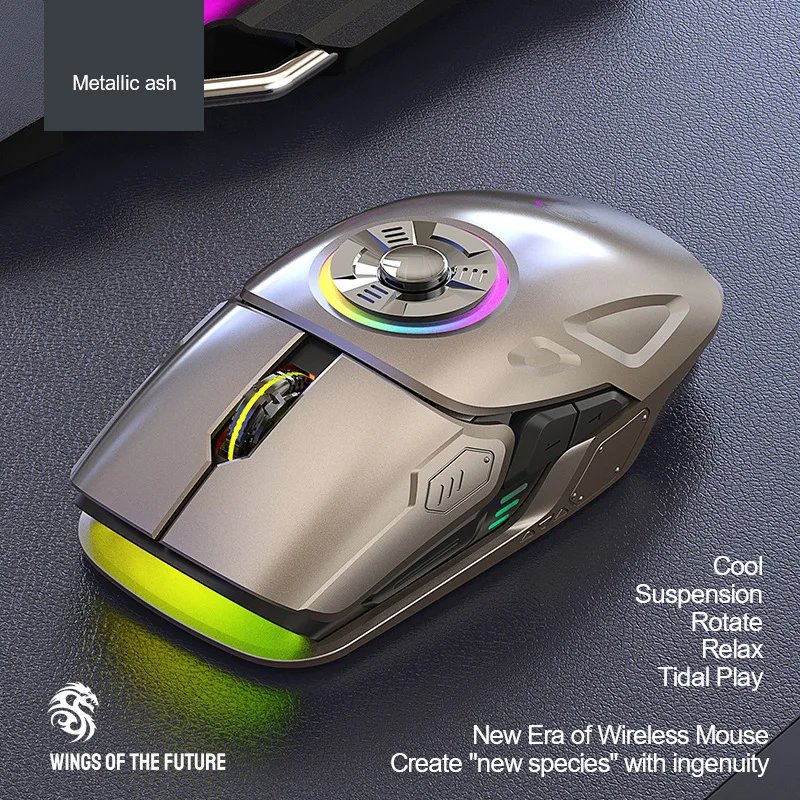 AULA H530 Wireless Mouse Four-Mode Decompress Charging Gyro Mouse Rotating Esports Gaming RGB Newest