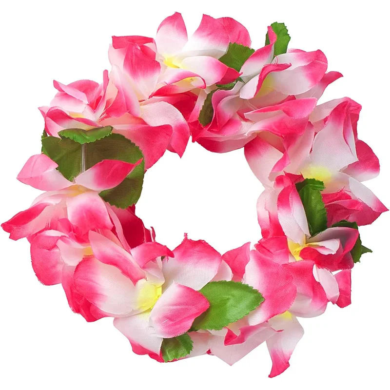 4Pcs/set Hawaiian Leis Garland Bracelets For Luau Summer Tropical Birthday Party Decoration Artificial Flower Wreath Necklace