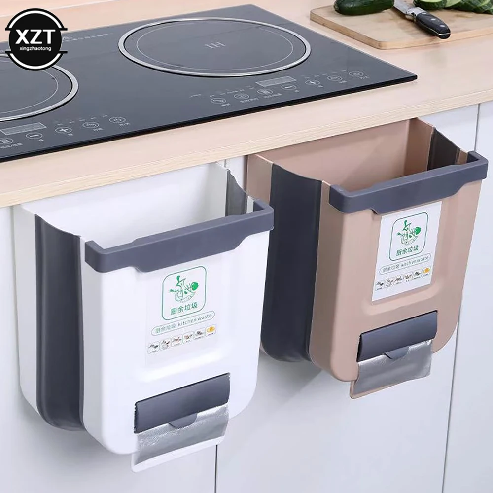 New Recycling Bins For Kitchen Folding Trash Home Cabinet Door Hanging Bathroom Toilet Wastebasket Car Storage Paper Basket