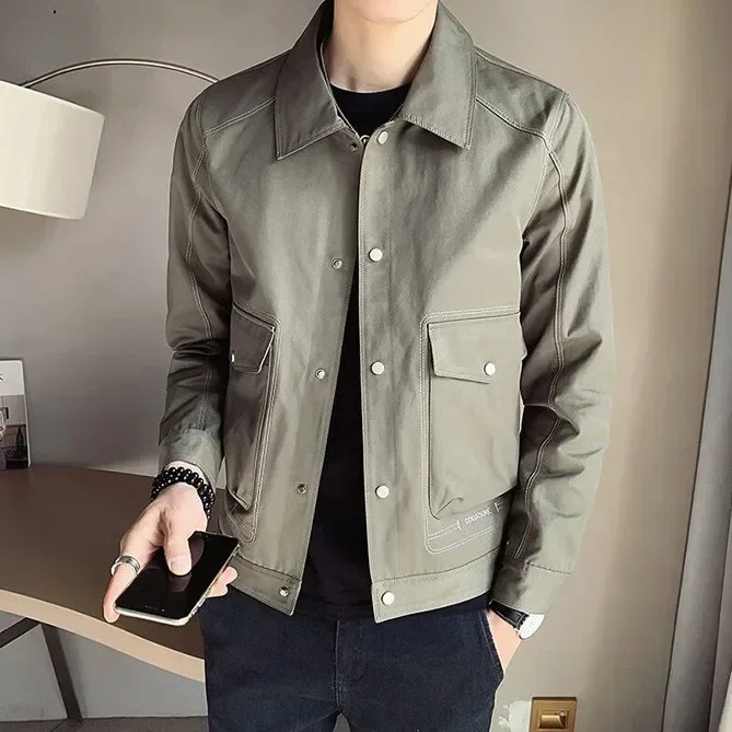 thumbnail image 1 of Rebajas de invierno de abrigos masculinos con cremallera en V, chaquetas cargo para hombre, estéticas, de alta calidad, nuevas en las elegantes ofertas de Harajuku, diseñador de lujo Joker, 1 of 5