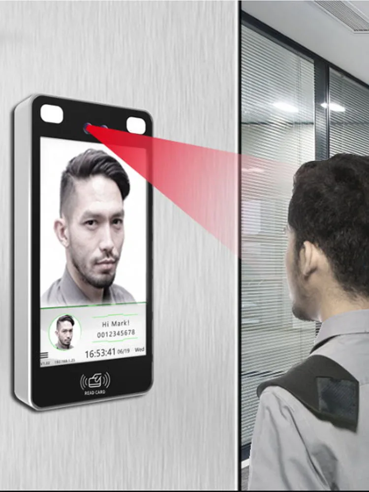 Metal TCP/IP Biometric Face Recognition Access Control Keypad Fingerprint Time Attendance Machine 5 Inch Full View HD Screen