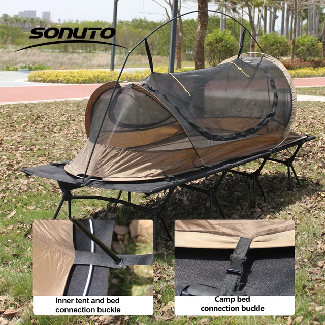Sonuto Camp Bed Tent - Waterproof Sunshade Single Camping Tent, Lightweight 210D Oxford, Aluminum Poles, Windproof & Portable 5