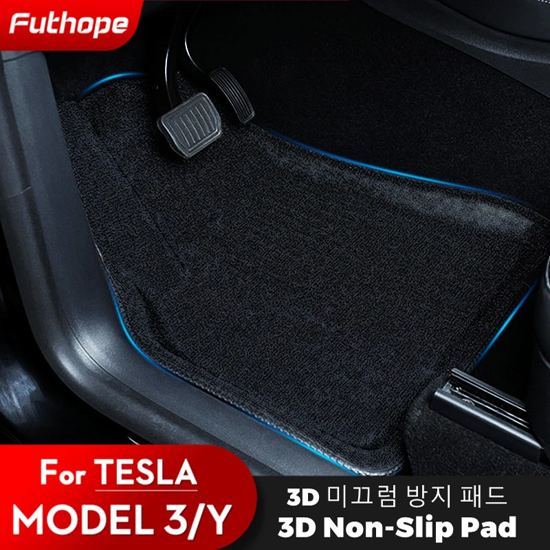 Car Floor Mats Floor Mats Futhope Floor Mats For Tesla Model 3 Y Waterproof Non-Slip Floor Liners Surrounded Mats