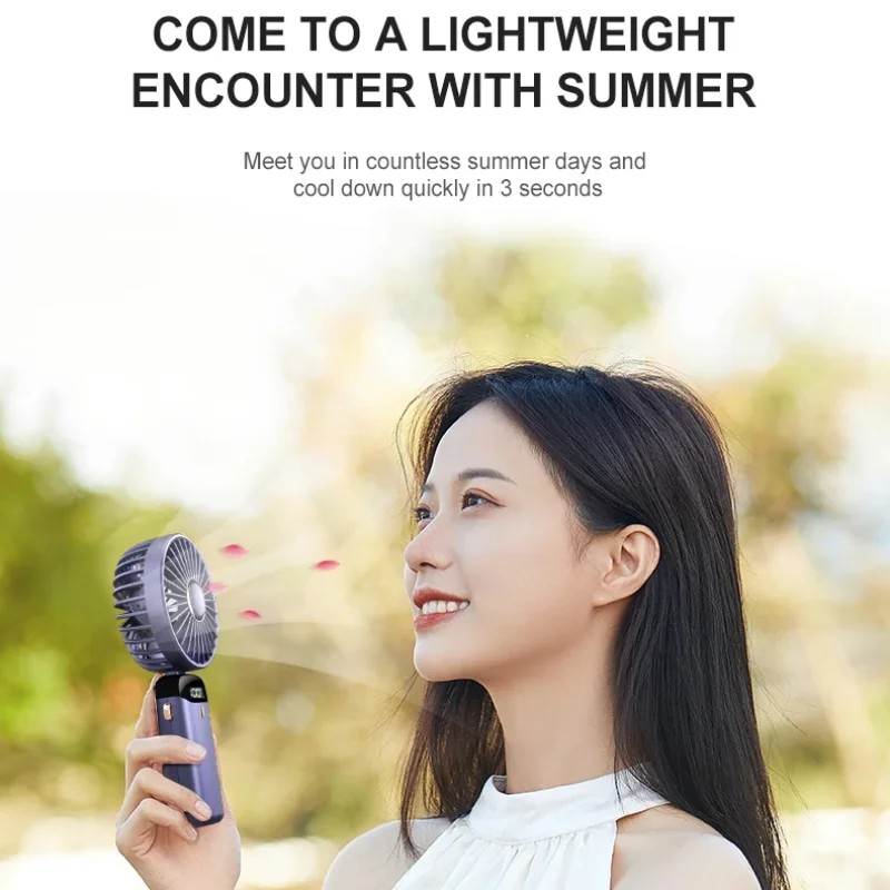 USB Handheld Mini Fan Cooler Foldable Portable Neck Hand Fans 5 Speed USB Rechargeable Fan with Phone Stand and Display Screen 1 S161c7e912b994d2fbe3cc28e3362e8b1a