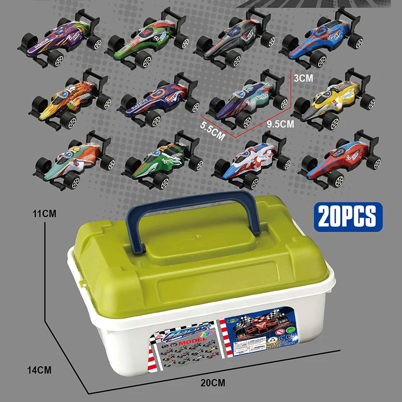 مجموعة موديل سيارة سباق مع صندوق تخزين ، ألعاب طائ...