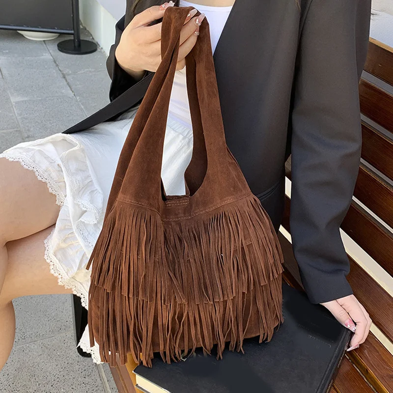 Suede Tassel High Quality Faux Shoulder Bags Fashion Large Capacity Sense of Luxury Popularity Women's Tote Bags Casual New