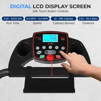 Electric Folding Treadmill Exercise Machine - Smart Compact Digital Fitness Treadmill Workout Trainer w/Bluetooth 3