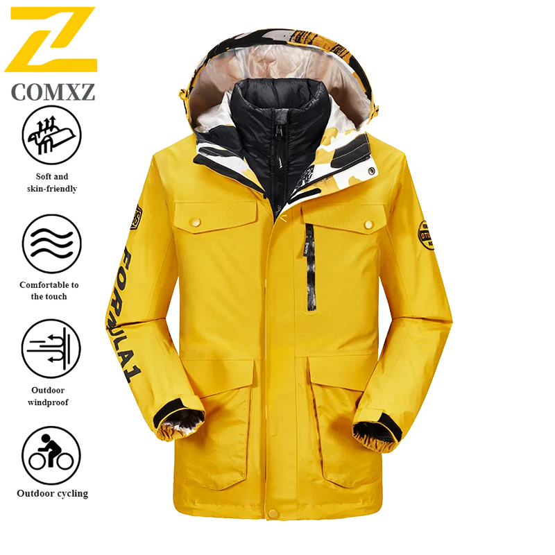 COMXZ 3-in-1 Winter Jacket with Detachable Fleece Liner for Teens - Windproof Waterproof Thermal Coat for Men Women Boys Girls