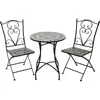 3 Piece Marbled Glass Mosaic Bistro Set Folding Table Chairs Indoor Outdoor Patio Furniture 2
