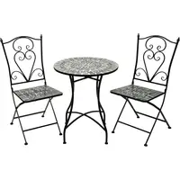 3 Piece Marbled Glass Mosaic Bistro Set Folding Table Chairs Indoor Outdoor Patio Furniture 2