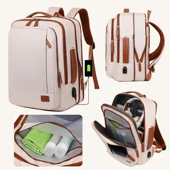 Zaino da lavoro da donna Zaino per computer portatile impermeabile Borsa per pendolari per weekend con porta USB Borse per studenti universitari Zaino da viaggio