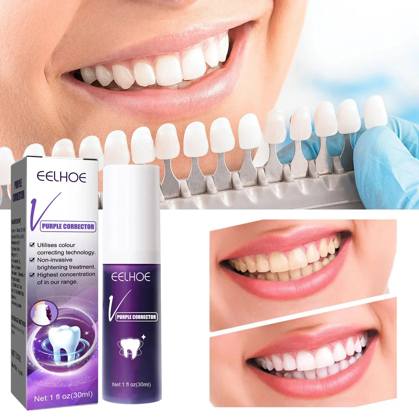 

30ml Teeth Whitening Mousse Deep Cleaning Cigarette Repair Fresh Dental Plaque Tones Bright Yellow Stains Neutralizes Breat T7W3