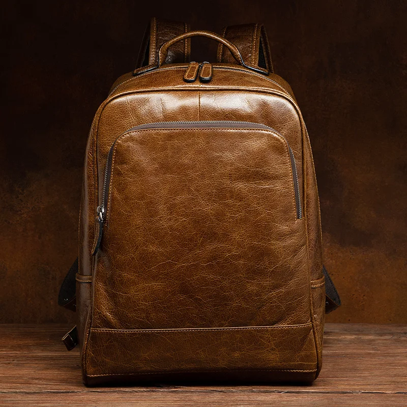 Handmade leather backpacks men and women's leather leisure outdoor travel bags business computer backpack tide
