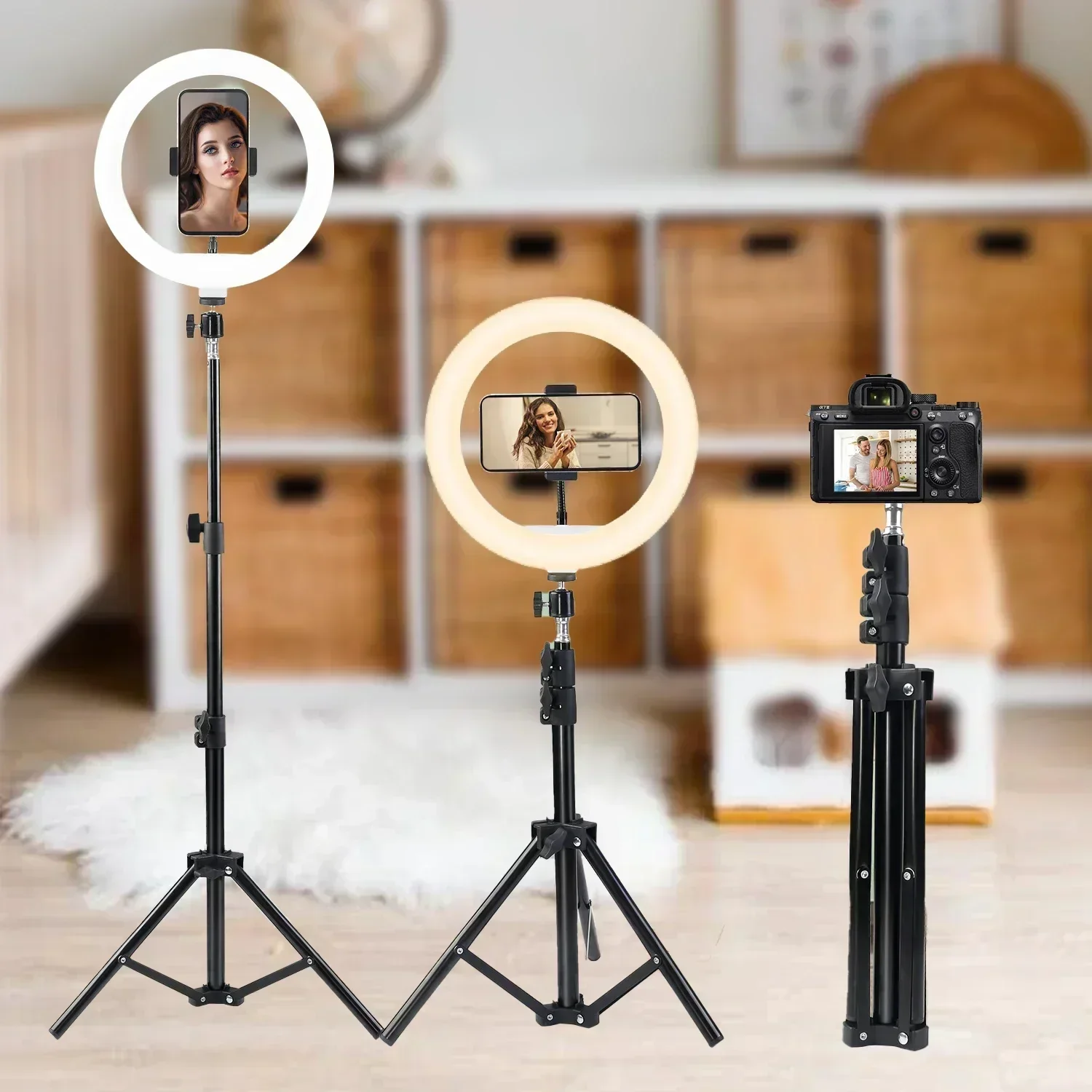 Rgb Selfie Holder With Light 10' Desktop RGB LED Ring Light With