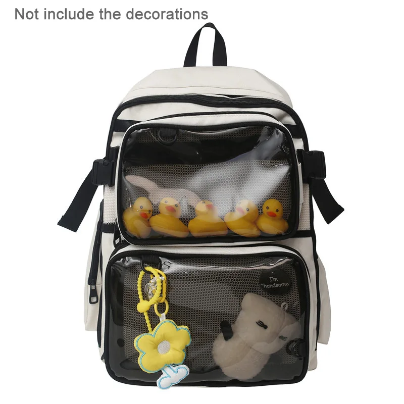 2 adet/takım şeffaf sırt çantası moda büyük kızlar Itabag japon tarzı temizle Casual koleji okul PVC Mochila XA792H