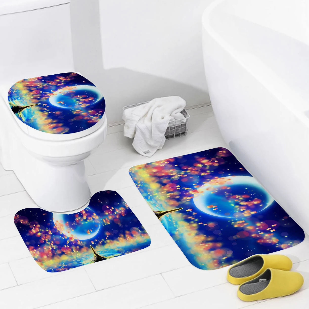 Home bathroom floor mats Bath Foot mat Animal oil paint style modern bathroom accessorie rug Toilet mat Bathtub anti-slip carpet 2
