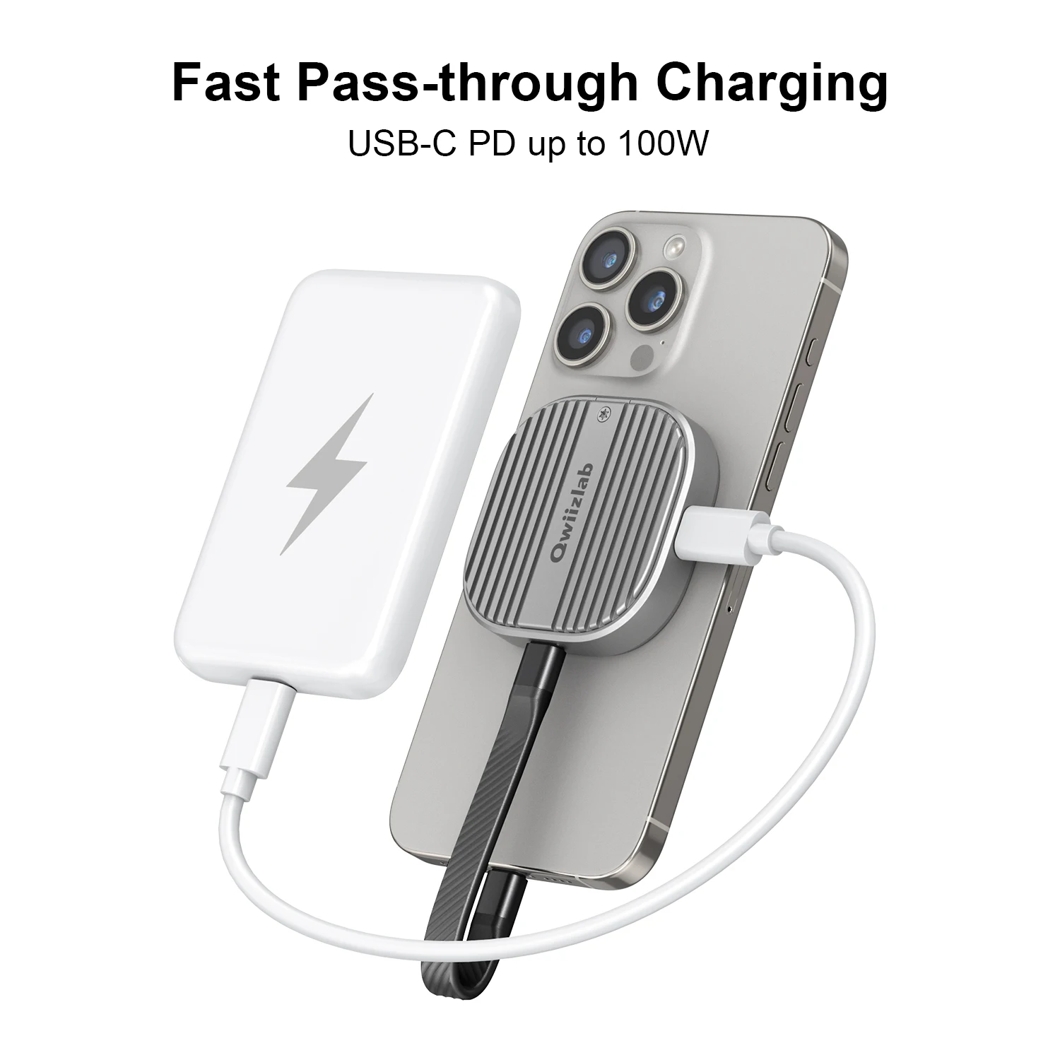 Фото Qwiizlab Магнитный M.2 2230 NVMe SSD корпус с Magsafe для iPhone 15 Pro Max prors съемка, 10 Гбит/с USB 3,2 Type-C №5