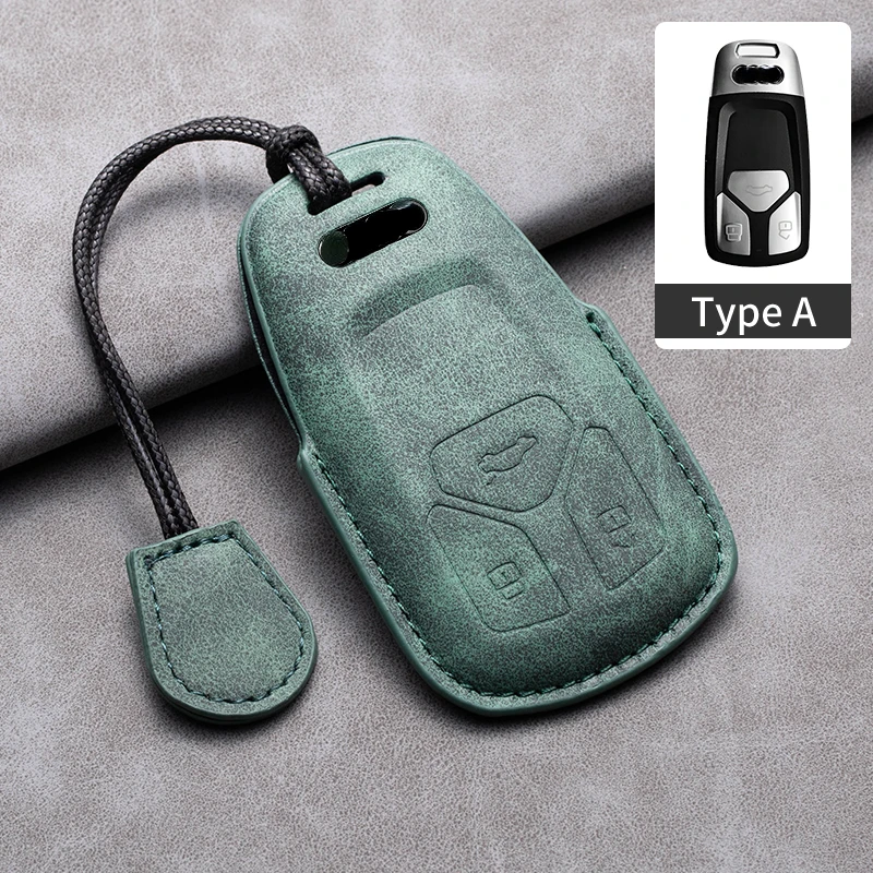 Premium Suede Leather Car Key Case Cover with Keychain Accessories