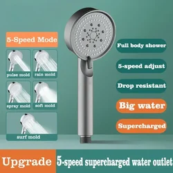 High - Pressure Water - Saving Adjustable Shower Head - Silver/Grey/Black Finish, Bathroom Essential (Grey)