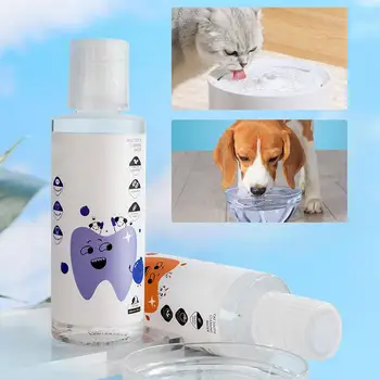 Additivo per l'acqua dentale per cani 200ml Soluzione per la cura dei denti con alito fresco Rimozione del tartaro della placca per cani Gatti Cura della pulizia dei denti degli animali domestici