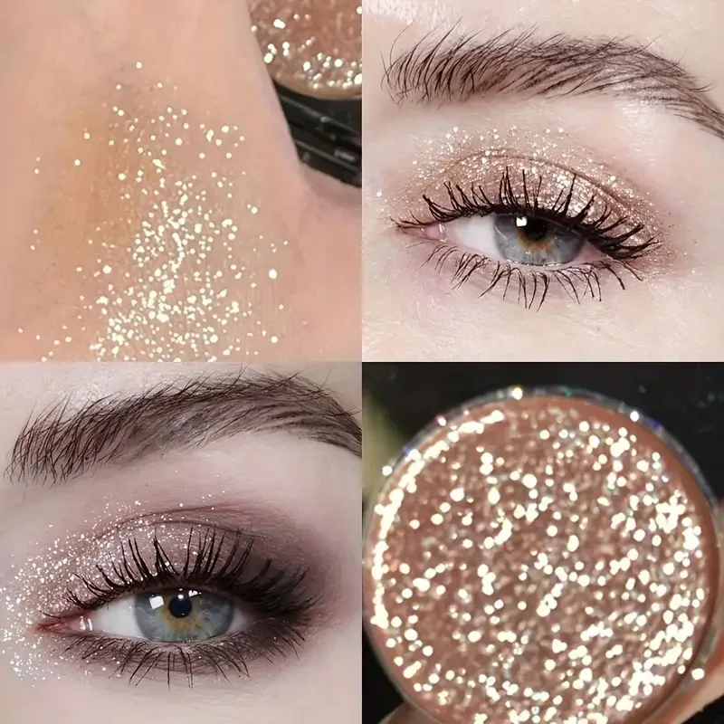 Glitter eyeshadow, single highlighter, highlighter shimmering powder, long lasting metallic shimmer, eyelid and cheekbone makeup 3
