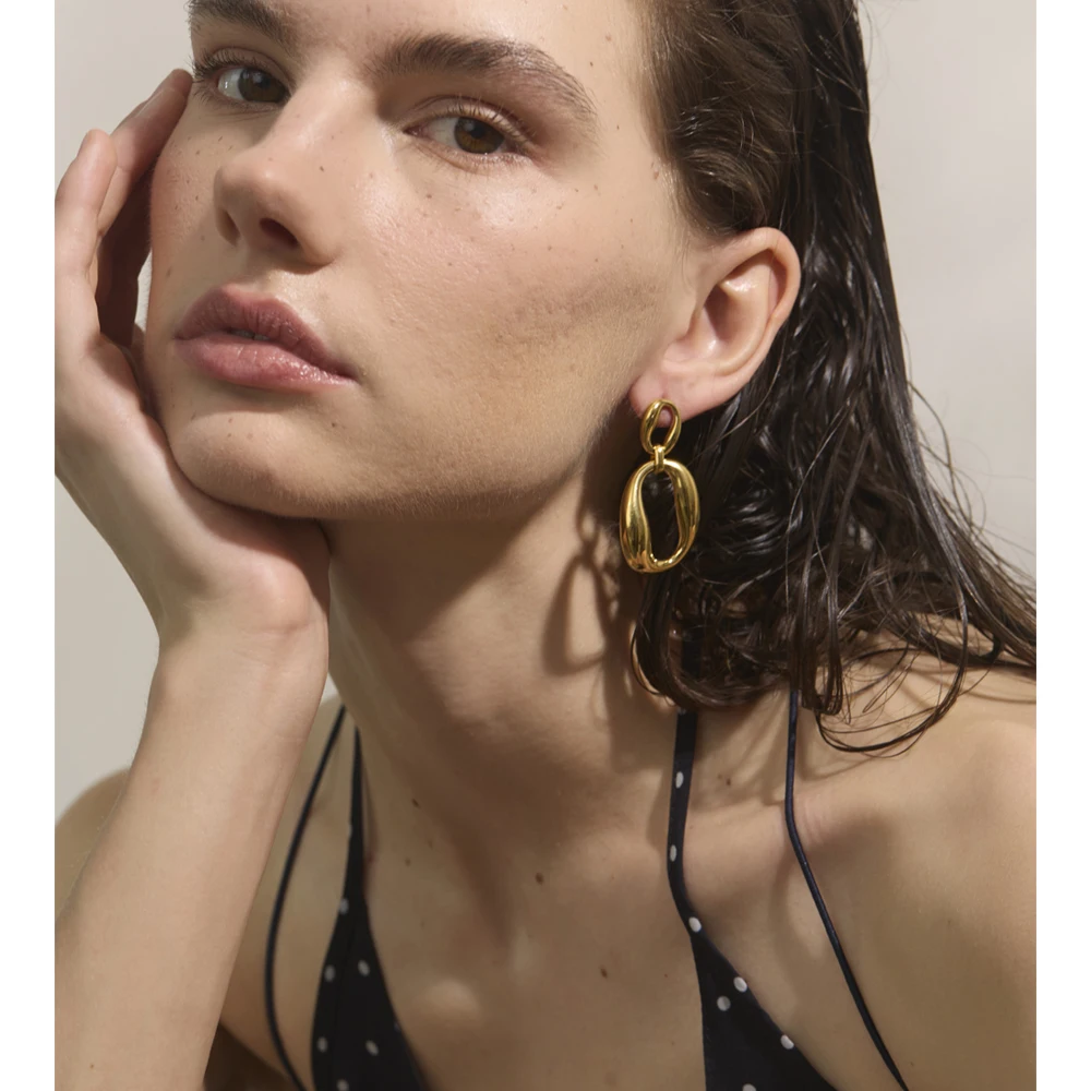Yhpup 18K Golden PVD Plated Stainless Steel Drop Dangle Earrings