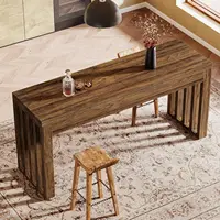 63" Rectangular Counter Height Bar Dining Table Rustic Brown Kitchen Bistro Restaurant Customized 6