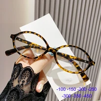 Anti Blue Light Oval Myopia Glasses Retro Small Frame Transparent Prescription Glasses Men Ultralight Clear Nearsight Eyewear 2