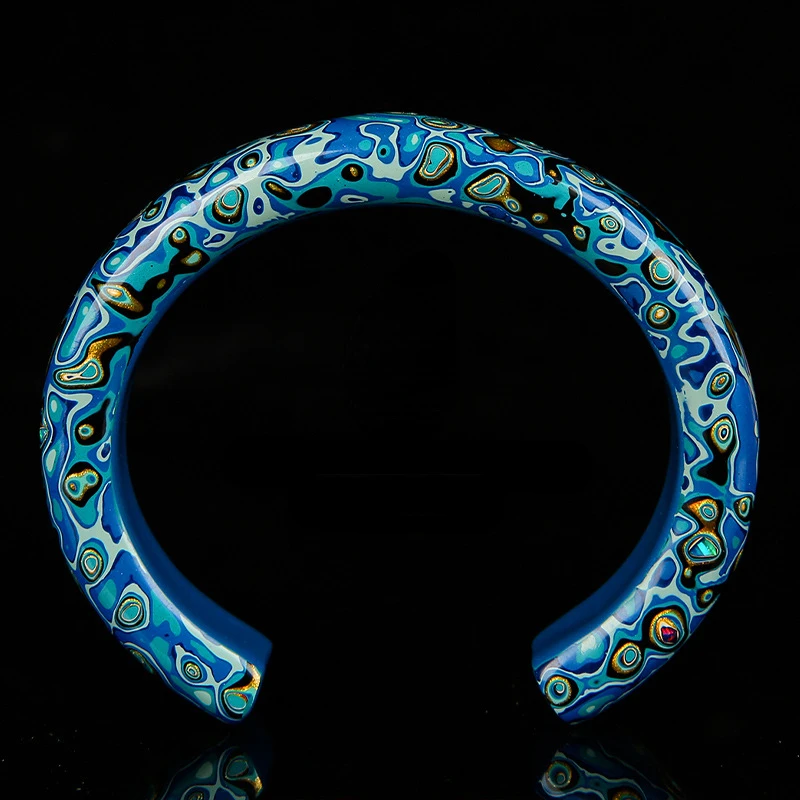 Ethnic Style Intangible Cultural Heritage Handmade Chinese Lacquer Open Bracelet for Women Chinoiserie Jewelry Party Gift