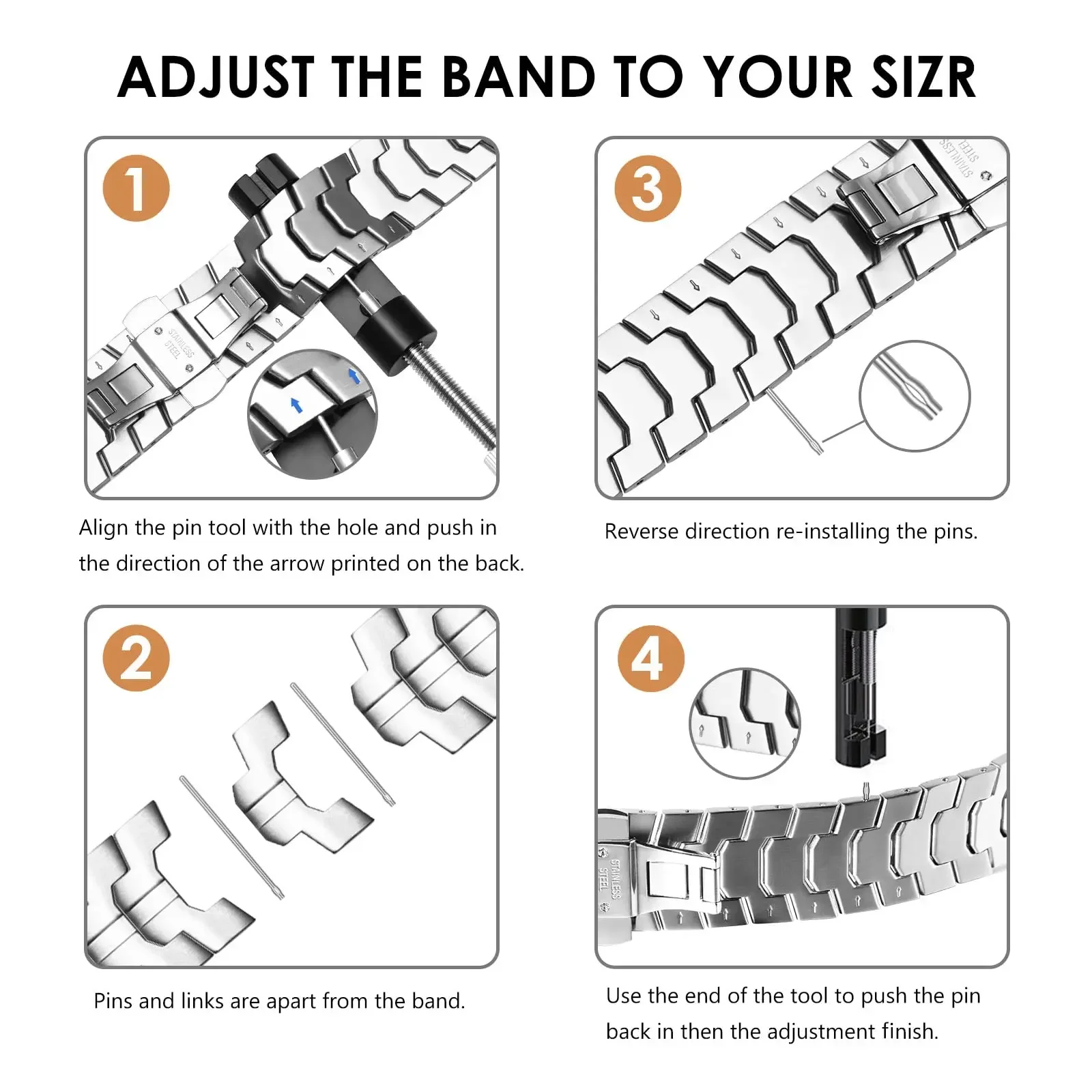 Premium Stainless Steel Bracelet - No Gaps Design, Universal Metal Band
