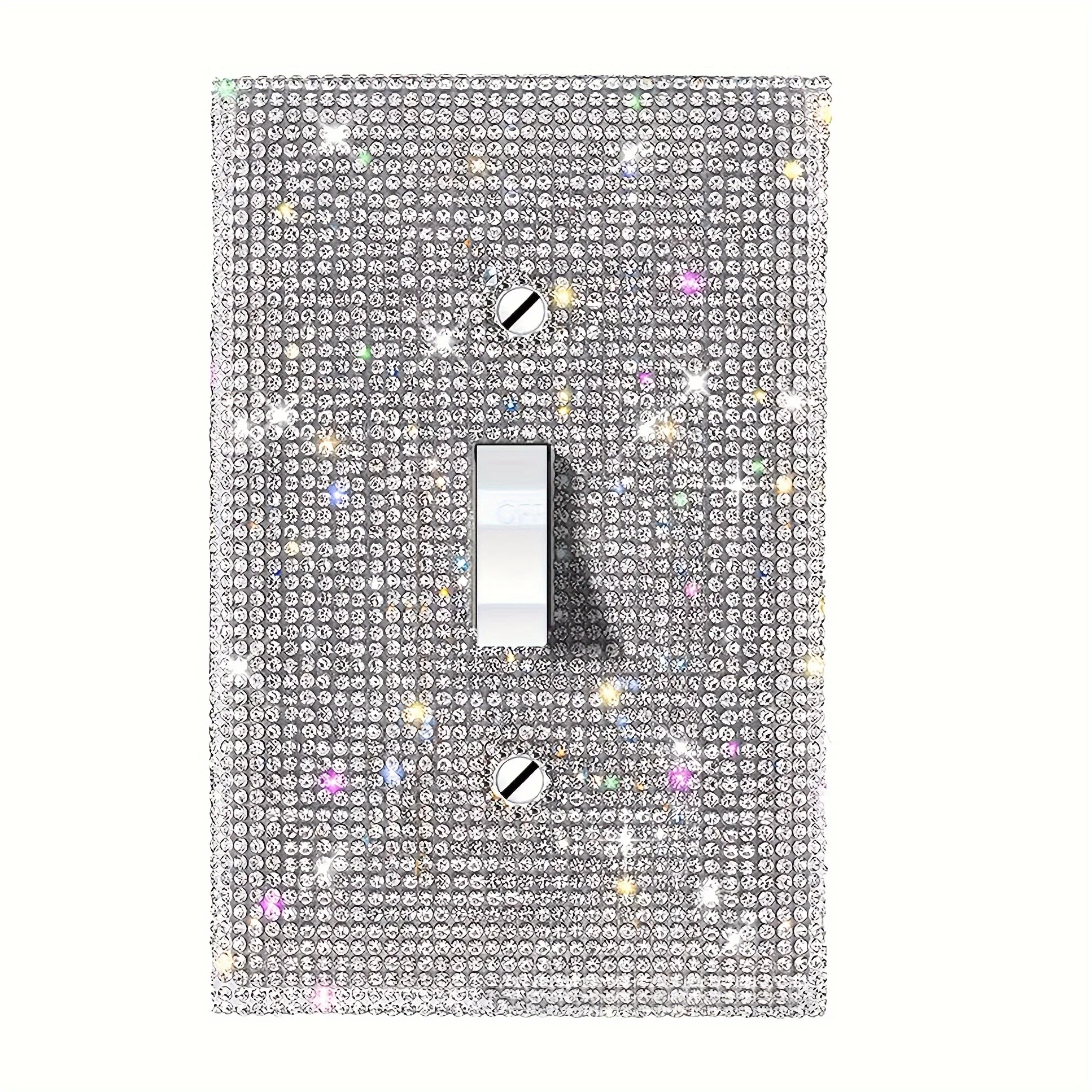 1 pc of socket cover wall panel, silver sparkling crystal rhinestone switch board cover, flashing switch cover