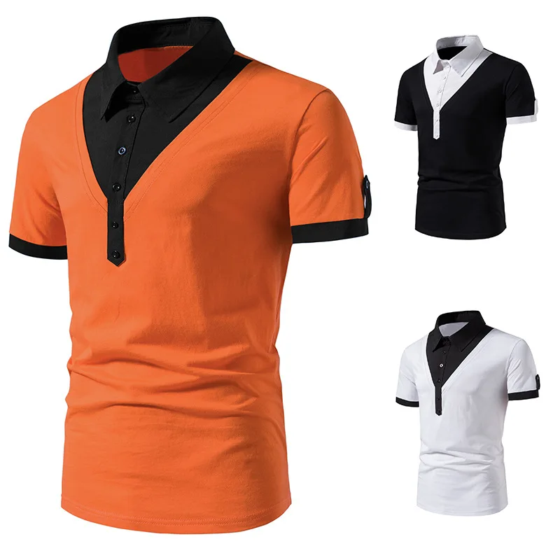 

Men's Summer T-shirt Fake Two-piece Casual Short-sleeved Polo Shirt