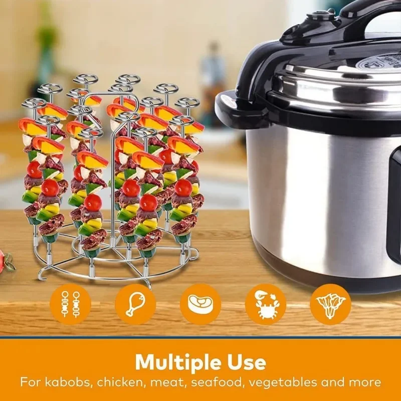 Air Fryer Skewer Stand bbq grilling accessories Stainless Steel Vertical Multi-pin BBQ Grill Air Fryer Accessories for Grilling Kitchen Kabobs 6Qt/8Qt