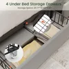 Storage and Tufted Headboard with 4 Drawers, Wood Slats Support, Easy Assembly, Noise-Free, Bed Bases & Frames 3