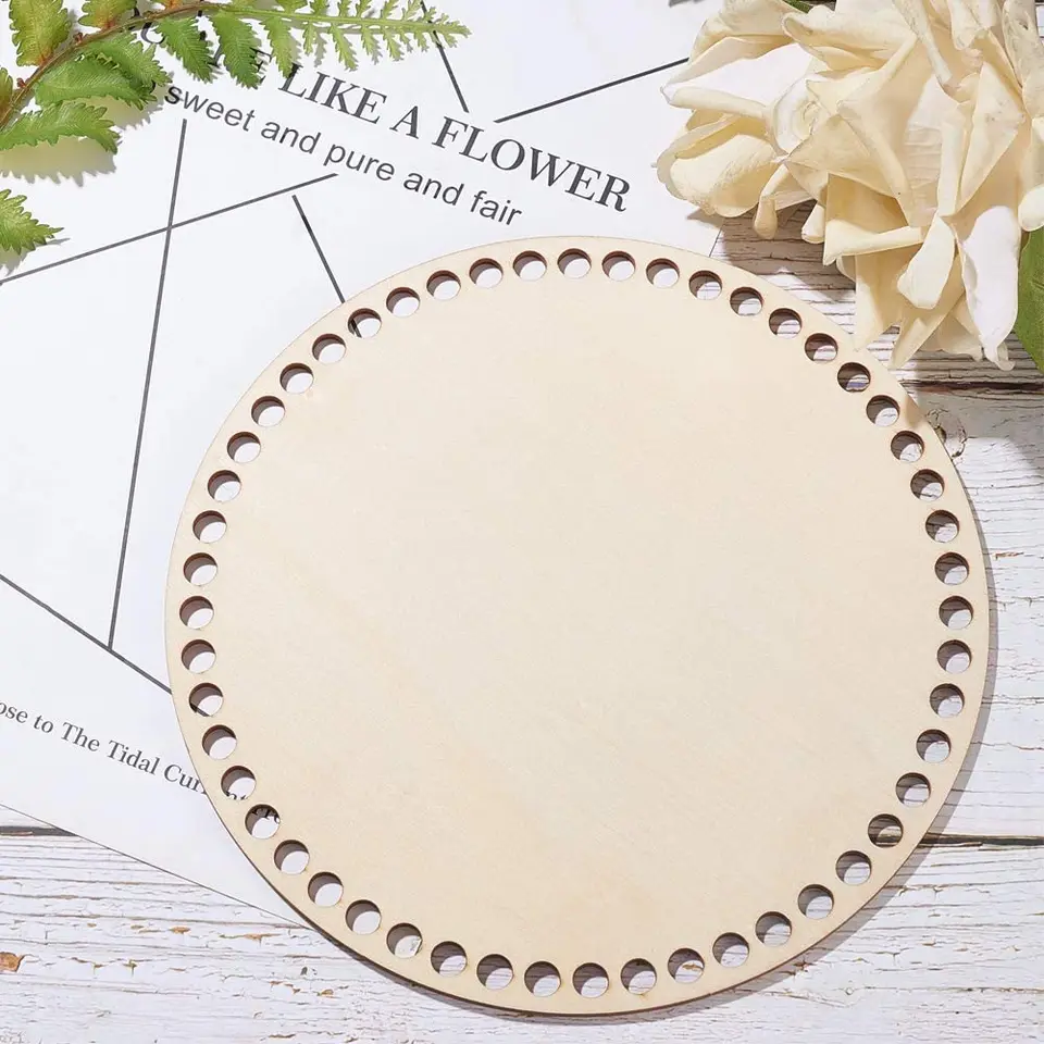 2 Pezzi Base Rotonda In Legno Naturale Per Cestini Fai Da Te - Fondo Cesto In Tiglio Per Uncinetto E Tessitura, Diametro 20 Cm