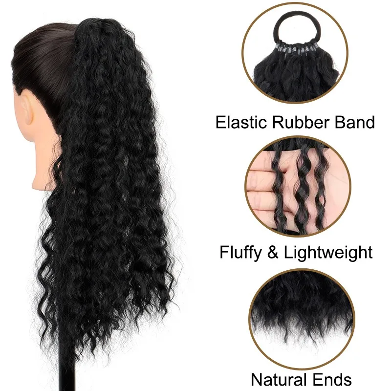 18Inchs Synthetic Kinky Curly Ponytail Clip In Hair Extension For Women  Hairpiece Drawstring DIY Ponytail