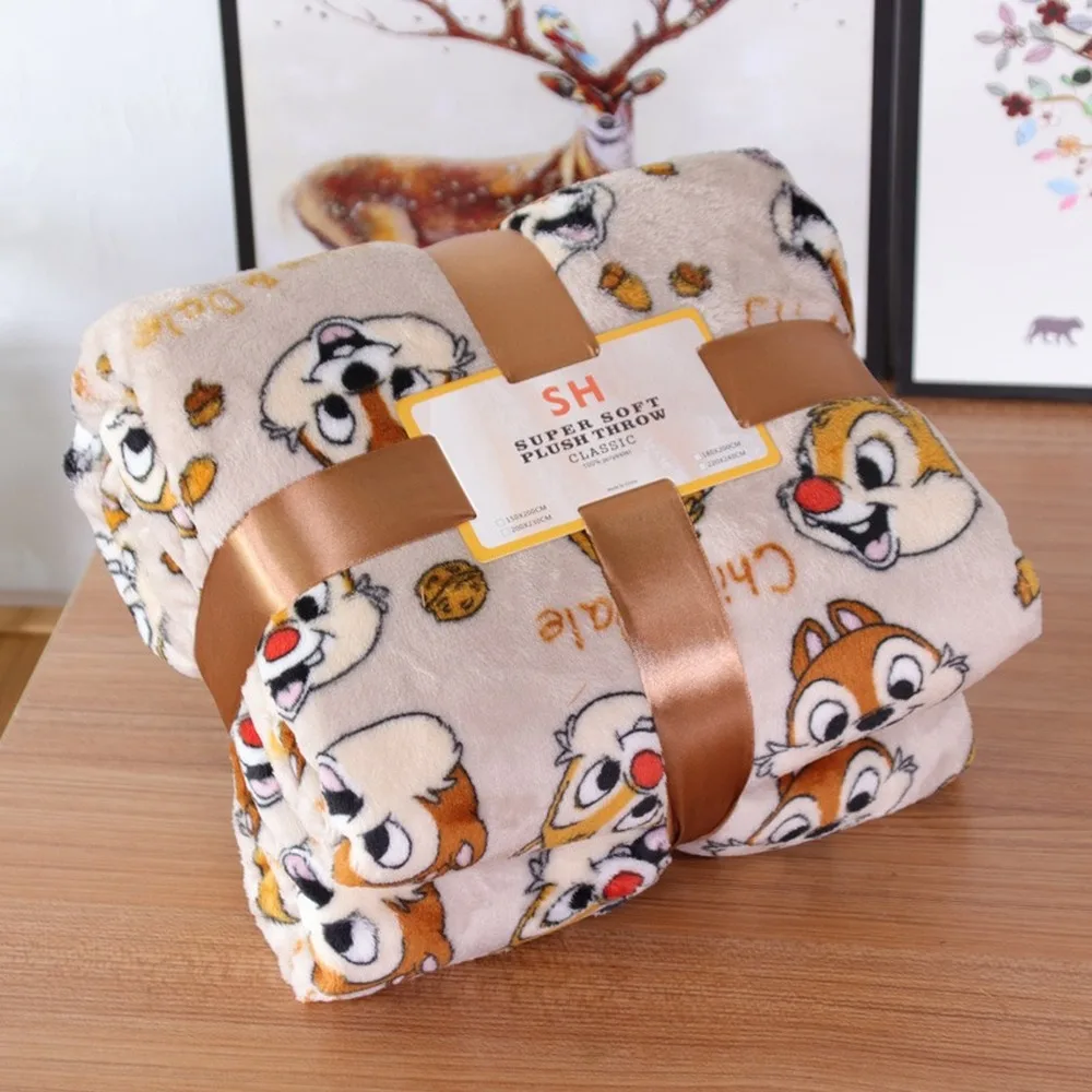 

Disney Squirrel Private Pluto Chip N Dale Lightweight Plush Blanket on Bed Sofa Plane Flatsheet Bedding Throw Baby Coral Velvet