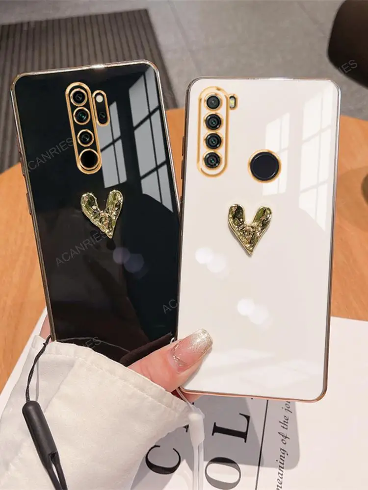 Luxury Plating Cute 3D Love Heart Case For Xiaomi Redmi Note