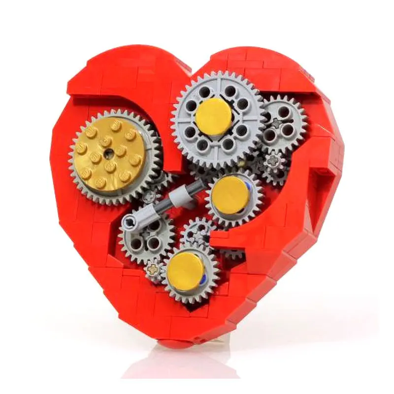 

MOC-4453 Love Red Heart Mechanical Clock Heart Model Building Block Toy Decoration Jewelry