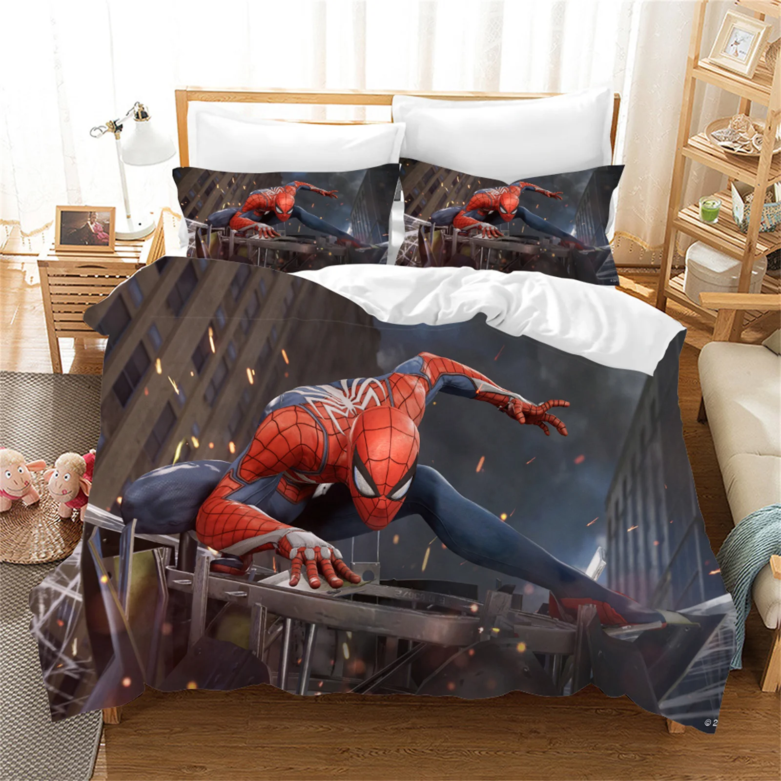 Housse de couette Spiderman 220×240, parure de lit, 2 personnes, double – Image 10