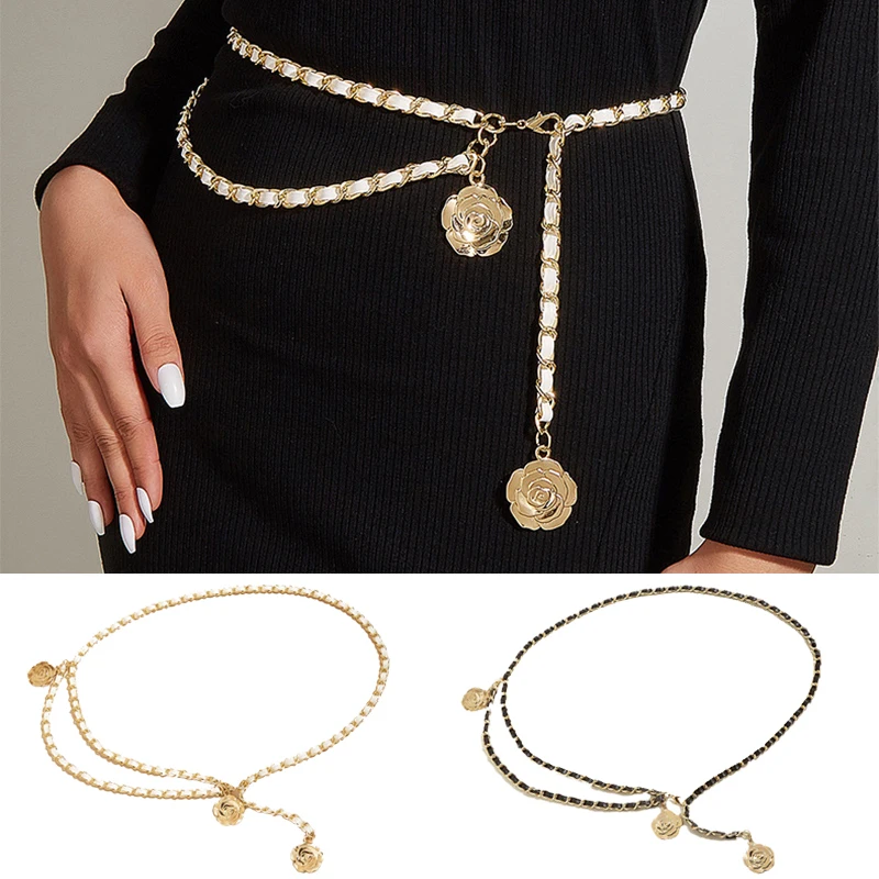 

Women Metal Waist Chain Alloy Thin Waist Belt Ladies Fashion Long Tassel Vintage DIY Body Belt Dress Jeans Decoration Waistband