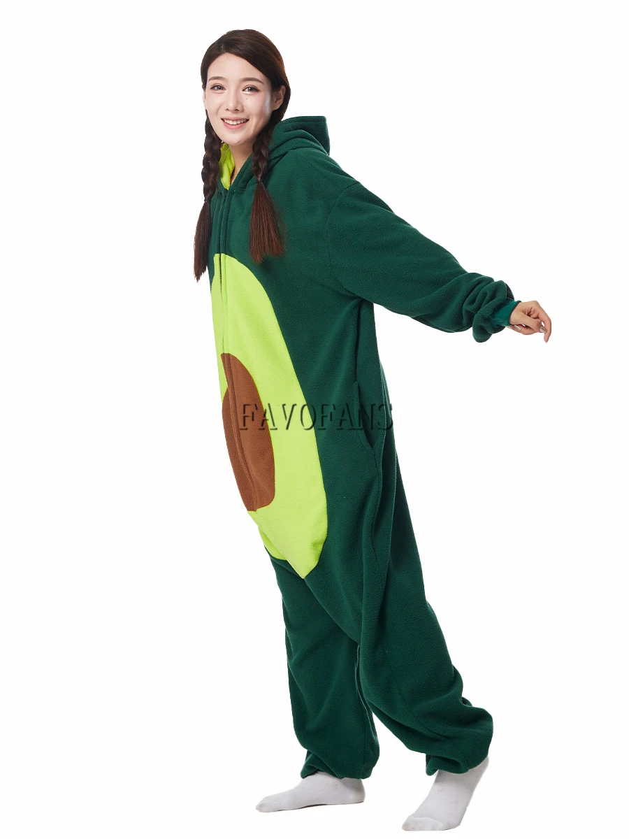 Kigurumi Onesie Avocado Pajamas Adult Women Men Cute Animal Fruit Pyjamas Homewear Halloween Cosplay Party Costume