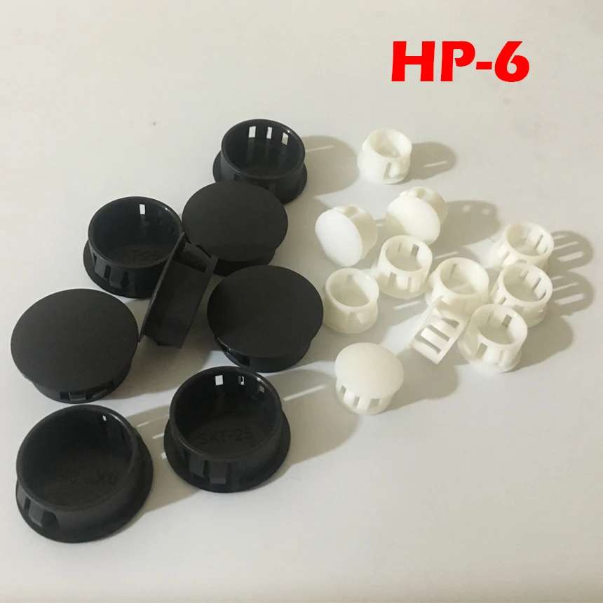 

100 шт., черно-белые нейлоновые пластиковые колпачки HP-6 диаметром 6 мм