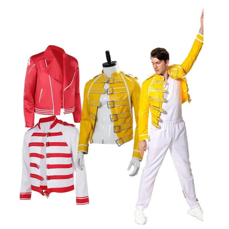 

Костюм для косплея Freddie Cos Mercury для взрослых мужчин, куртка, пальто, фантазия, рок-группа, маскировка, наряд для Хэллоуина, карнавала, женский костюм