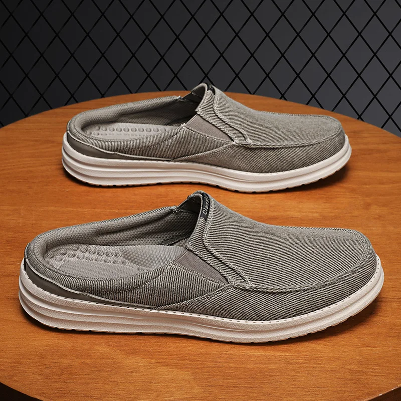 Summer Men Half Shoes Casual Canvas Shoes Lightweight Comfortable Big Size 47 48 2025 leather casual shoes