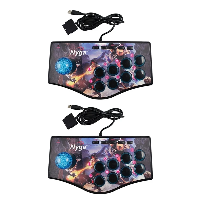 2X Retro Arcade Game Rocker Controller Joystick Usb Per Joystick Vibratore Integrato Ps2/Ps3/Pc/Android Smart Tv (No.A)