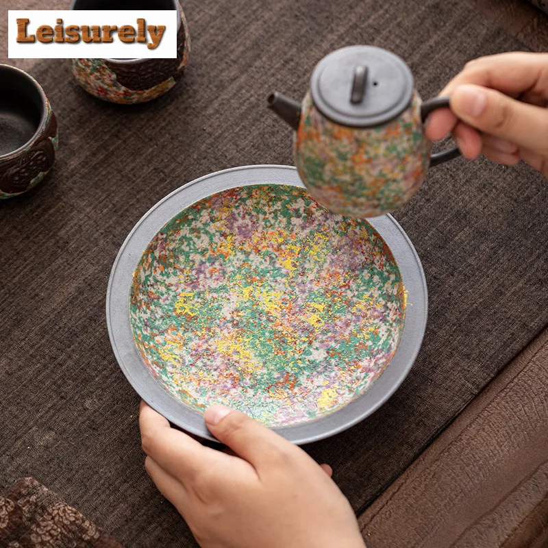 Rock Painting Time Garden Pot Bearing Holder Teacup Tray Dry Bubble Table Tea Tray Coasters Flower Tea Tableware Supplies Gift