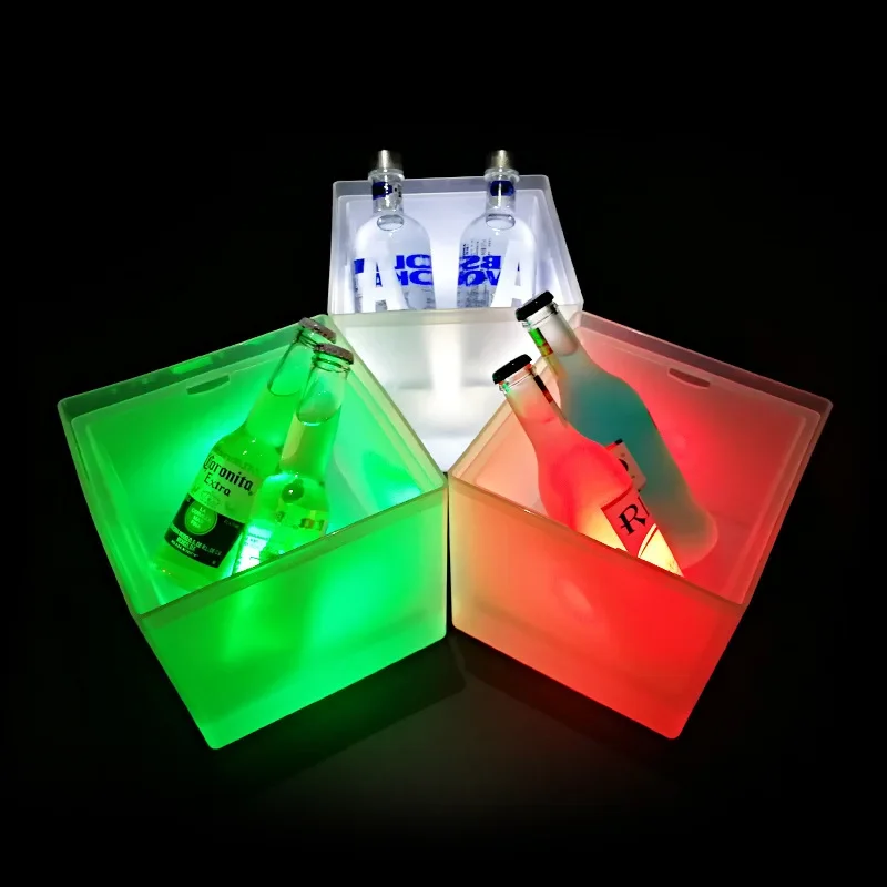 3.5L Colorful Glow Plastic LED Ice Bucket Bar Nightclub Light Up Champagne Whiskey Beer Bucket Bars Night Party